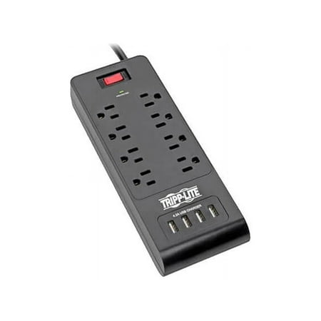 UPC: 0037332223654 | TRIPP LITE TLP864USBB 6.0 Feet 8 Outlets 1800 Joules Surge Protector – Black