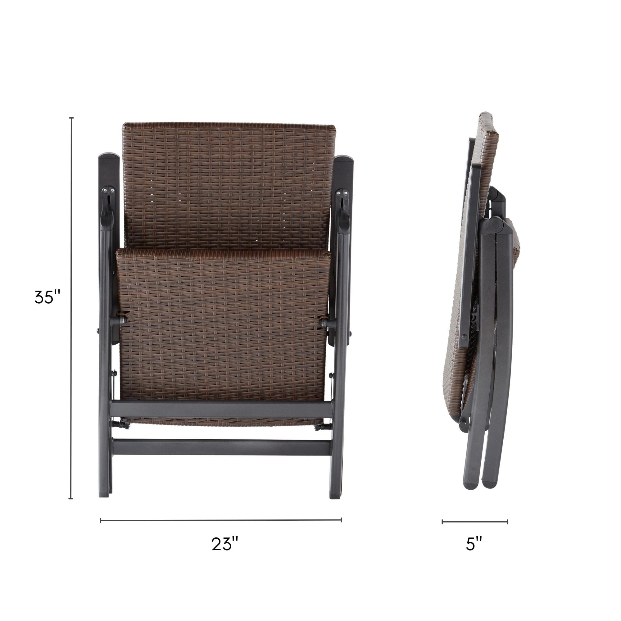 Outdoor PE Wicker Foldable Reclining Chair with Sunbrella Cast Pumice Seat Cushion