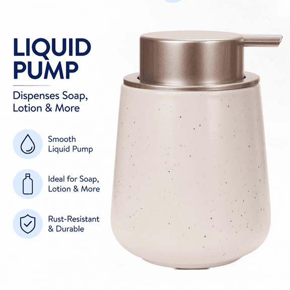 BosilunLife Rounded Ceramic Liquid Soap Dispenser for Guest Bathroom, Refillable Hand Soap Dispenser, Wide-mouth Design, Dishwasher Safe, Matte Apricot-red Speckled, 12 fl oz