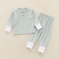 thumbnail image 2 of Ruyang Toddler Cotton Shirt Pants Sets Outdoor Clothes Baby Boy Girl Long Sleeve Shirt Jogger Pants Cute Comfy Casual Summer Clothes, 2 of 3