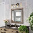 29.5" 4-Light Modern Vanity Light Fixture Bathroom Lighting Black and Gold Finish with Clear ...