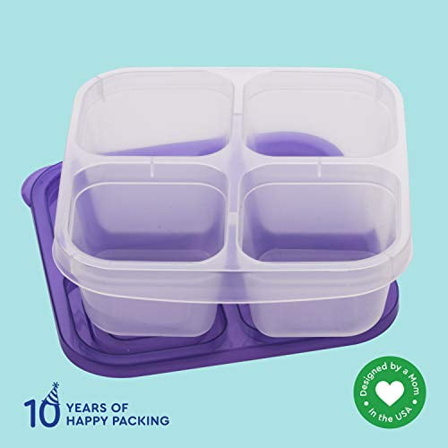 Easylunchboxes 4-Compartment Snack Box Food Containers, Set Of 4 Containers, Brights