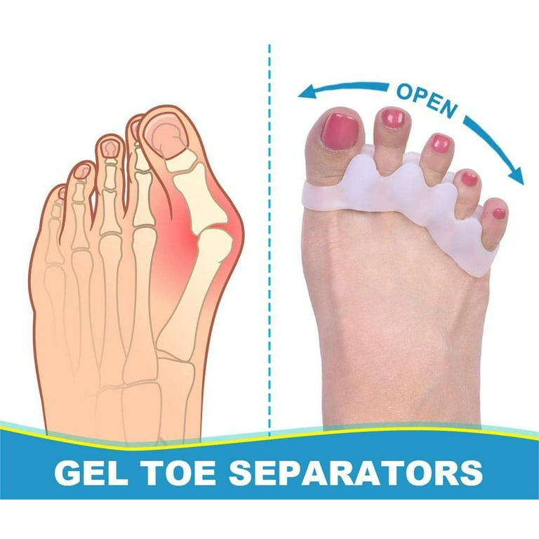 4Pcs 2 Pairs of Gel Toe Separator Silicone Toe Spacers for Correct Toe  Alignment Toe Spreader for Bunions, Restore Overlapping Toes to Original  Shape