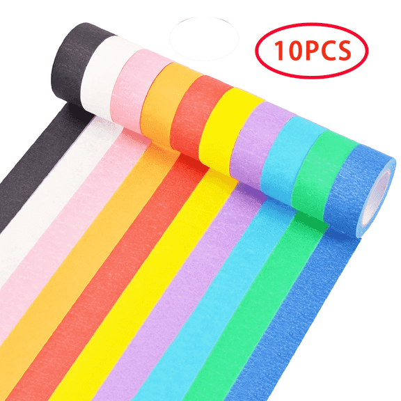 DEWEL Colored Masking Tape, Rainbow Painter Tape, 10 Rolls, 11 Yard x 1 Inch, DIY Colorful Craft Supplies