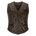 thumbnail image 4 of Fewfanhot Men's Retro-Style Suede V-Neck Button Front Vest, Slim Fit Layering Piece for Casual Fashion Outfits, 4 of 9