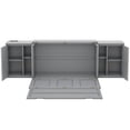 thumbnail image 5 of Queen Size Murphy Bed with Sockets and USB Ports, Space-Saving Wall Bed with Cabinet and Storage Shelves, Wooden Murphy Bed Frame for Bedroom, Apartment, Home Office, Can be Foldable, Gray, 5 of 8