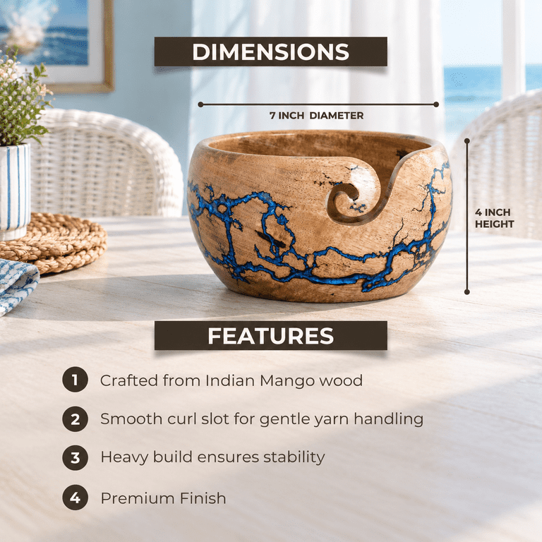 Large Wooden Yarn Bowl 7x4 Inches - Cute Wood Bowl/holder For Knitting ...