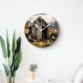 thumbnail image 4 of 14 Inch Wall Clock Battery Operated Silent Clock Decorative for Office, Kitchen, Outdoor, Living Room，Landscape European Mountains Spring Season Flourishing Drawing, 4 of 4