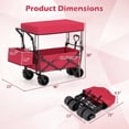 thumbnail image 3 of Costway Folding Utility Wagon with Detachable Canopy, Collapsible Garden Cart with Adjustable Push & Pull Handles Red, 3 of 10