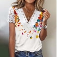 thumbnail image 1 of TaTaai Gift Idea Women’s Fashion Top， Elegant V Neck Printed Blouse， Short Sleeve Pullover for Birthday Present， Mother‘s Day & Special Occasion Gifting Gift, 1 of 5