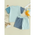 thumbnail image 4 of Qtinghua 2Pcs Infant Toddler Baby Boy Girl Summer Outfits Short Sleeve Contrast Color Tops and Shorts Clothes, 4 of 9
