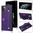 thumbnail image 1 of Correa de muñeca para iPhone 11 Pro, funda protectora de poliuretano termoplástico a prueba de golpes, color morado, 1 of 5