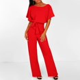 thumbnail image 3 of Drovellove Women's Sleeveless Jumpsuit with Belt - Straight Leg Romper for Summer Nights, Clubwear, or Beach Vacation, 3 of 9