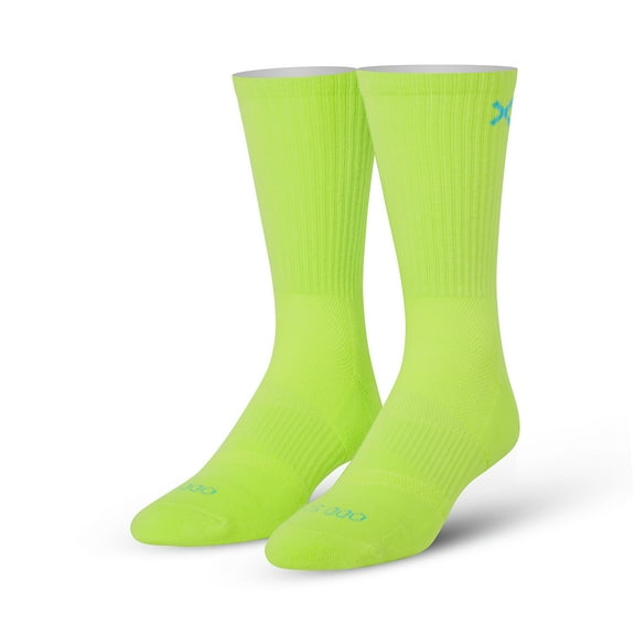 ODD SOX Basix Athletic Crew Socks  Neon Yellow Cushioned Footbed, Breathable Knit, Arch Support,