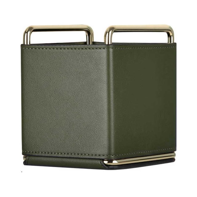 Transemion Desktop Storage Box Large Capacity Removable Remote Control Makeup Brush Bucket Ornaments Wear-resistant Sundries Container Blackish Green