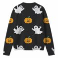 thumbnail image 4 of Tiijoy Girls Halloween Sweater Ghost Pumpkin Long Sleeve Knit Cardigan, Black, Sizes 5-14, 4 of 4