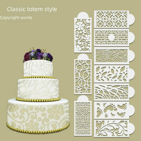 Export-Quality Cake Stencil Set 3: Durable Baking Templates for Intricate Totem & Floral Patterns, Versatile Tool for Creative Cake Decorating, Heat-Resistant Material for Professional & Home Bakers,