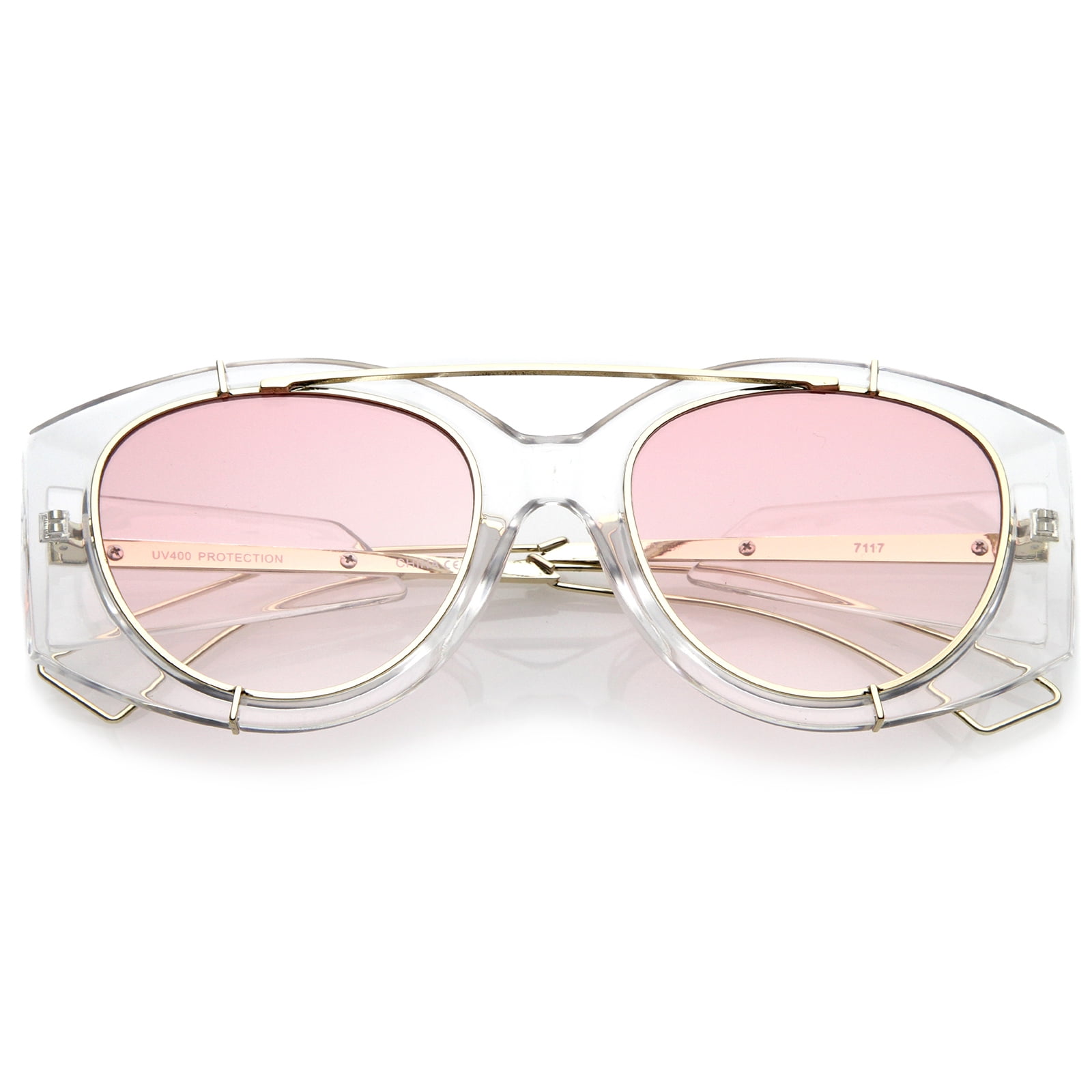 sunglass.la Futuristic Translucent Wire Metal Arms Crossbar Round
