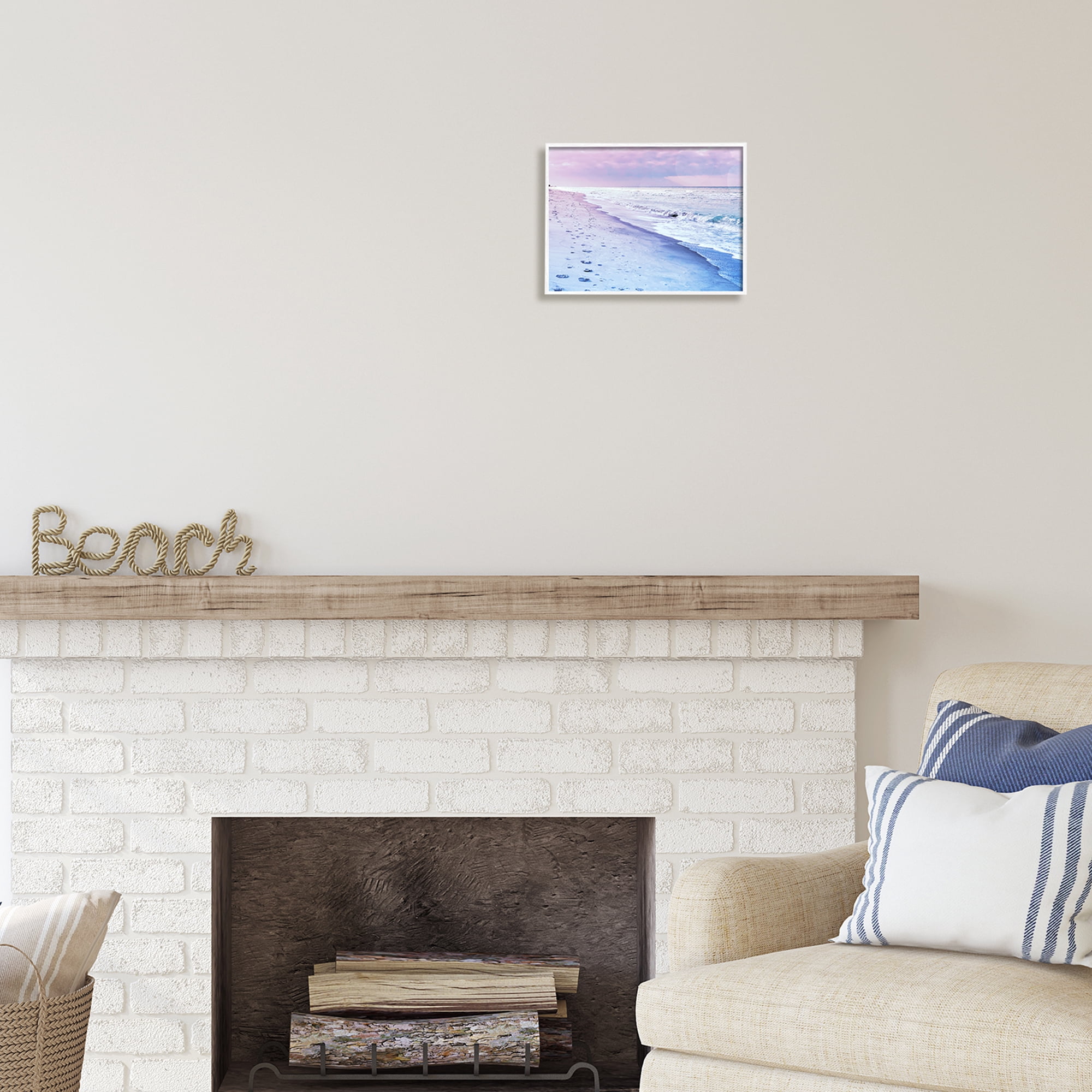 Stupell Industries Dawn Break Shoreline Nature Photography White Framed Art Print Wall Art, 14 x 11