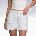 thumbnail image 5 of Jean Shorts for Teens Women's White Denim Shorts Mid Waisted Comfortable Stretchy Casual Summer Jean Shorts with Pockets White L, 5 of 6