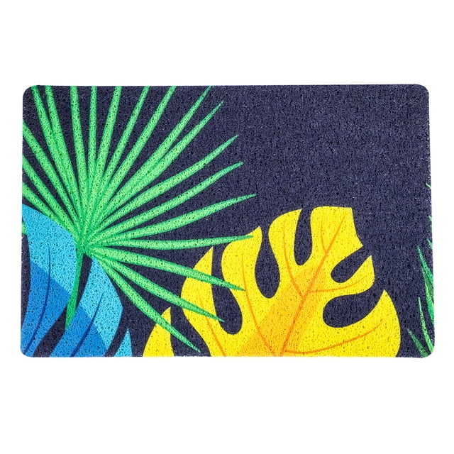 Tapete Negro Con Hojas Colores 40x60cm