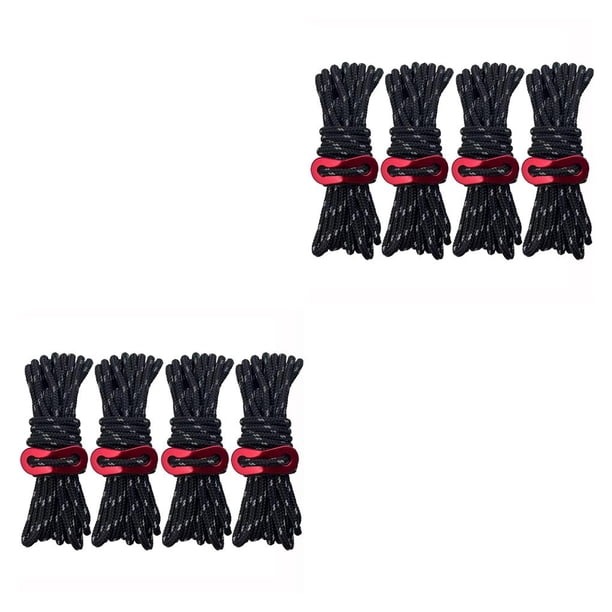 Sonducket Cuerda de tienda de 4 piezas, alambre de senderismo, suministros de Camping, estructura firme multicolor, cordón multifuncional para Negro 2piezas