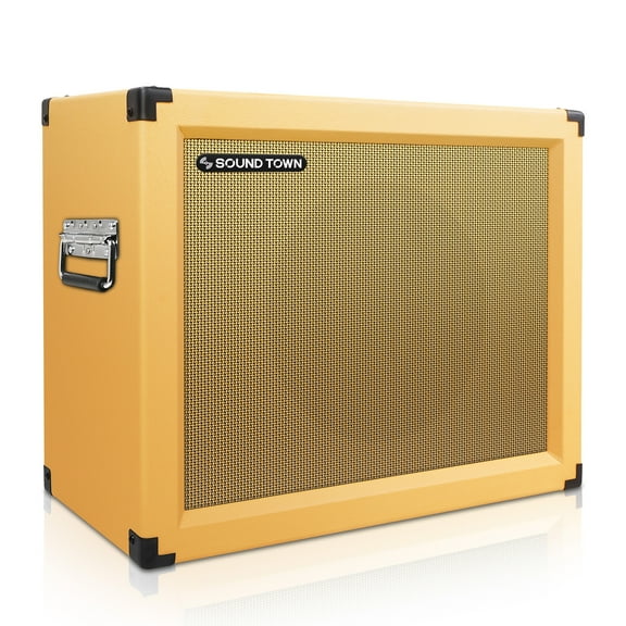 Sound Town 1 x 12 65W Guitar Speaker Cabinet with Birch Plywood Construction, Orange Tolex, Wheat Cloth Grille (GUC112OR)