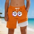 thumbnail image 2 of Big Boy Swimwear Sets Trunks Face Prints Shorts Comfortable Double Layer Kids Summer Outfits,Orange,8-9 Years, 2 of 4