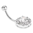 thumbnail image 3 of lionlar Round Belly Button Rings Multicolor Crystal Bar Ball Navel Rings White, 3 of 9
