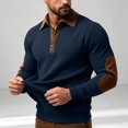 thumbnail image 6 of TOUMENY Men Sweater Button Down Long Sleeve Solid Collared Slim Tops Fall Winter Casual Vintage Fashion Pullover Dark Blue XXXL, 6 of 7