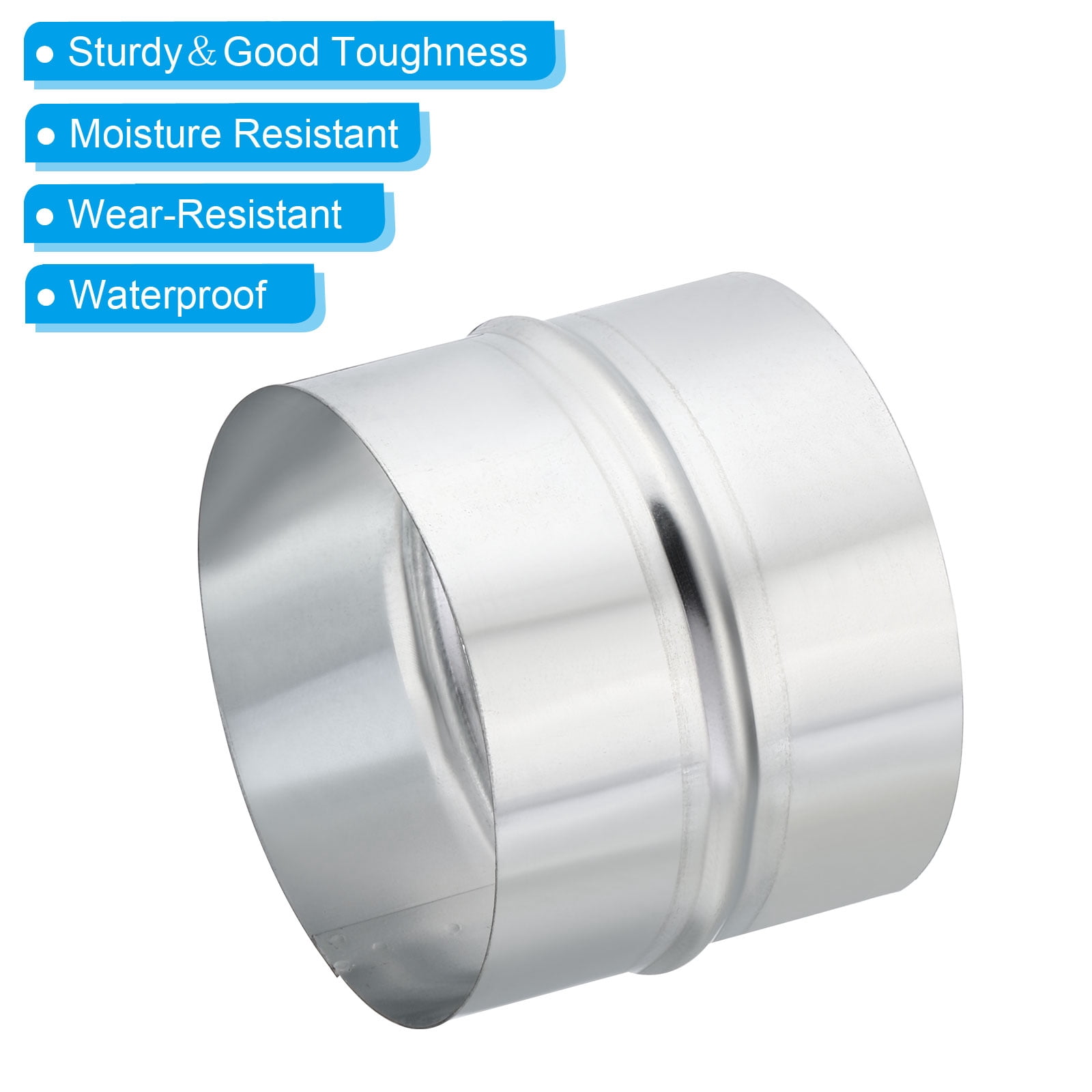 Uxcell 2Pcs 5" Galvanized Steel Duct Connector Duct Coupling Vent Coupler, 4" Long
