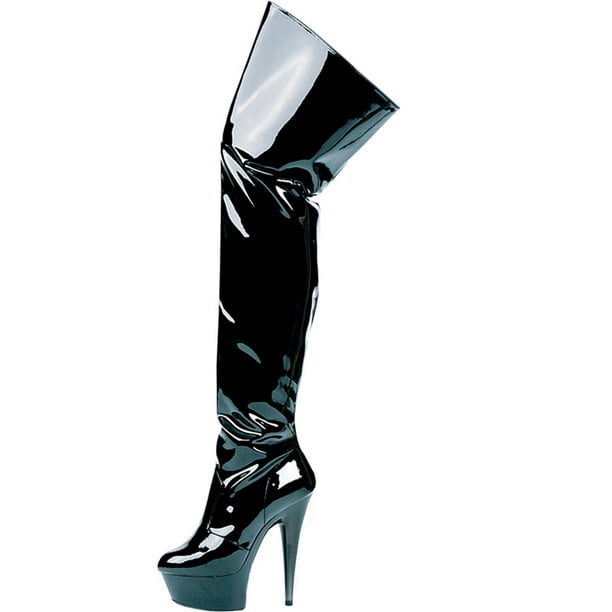 chunky heel platform thigh high boots