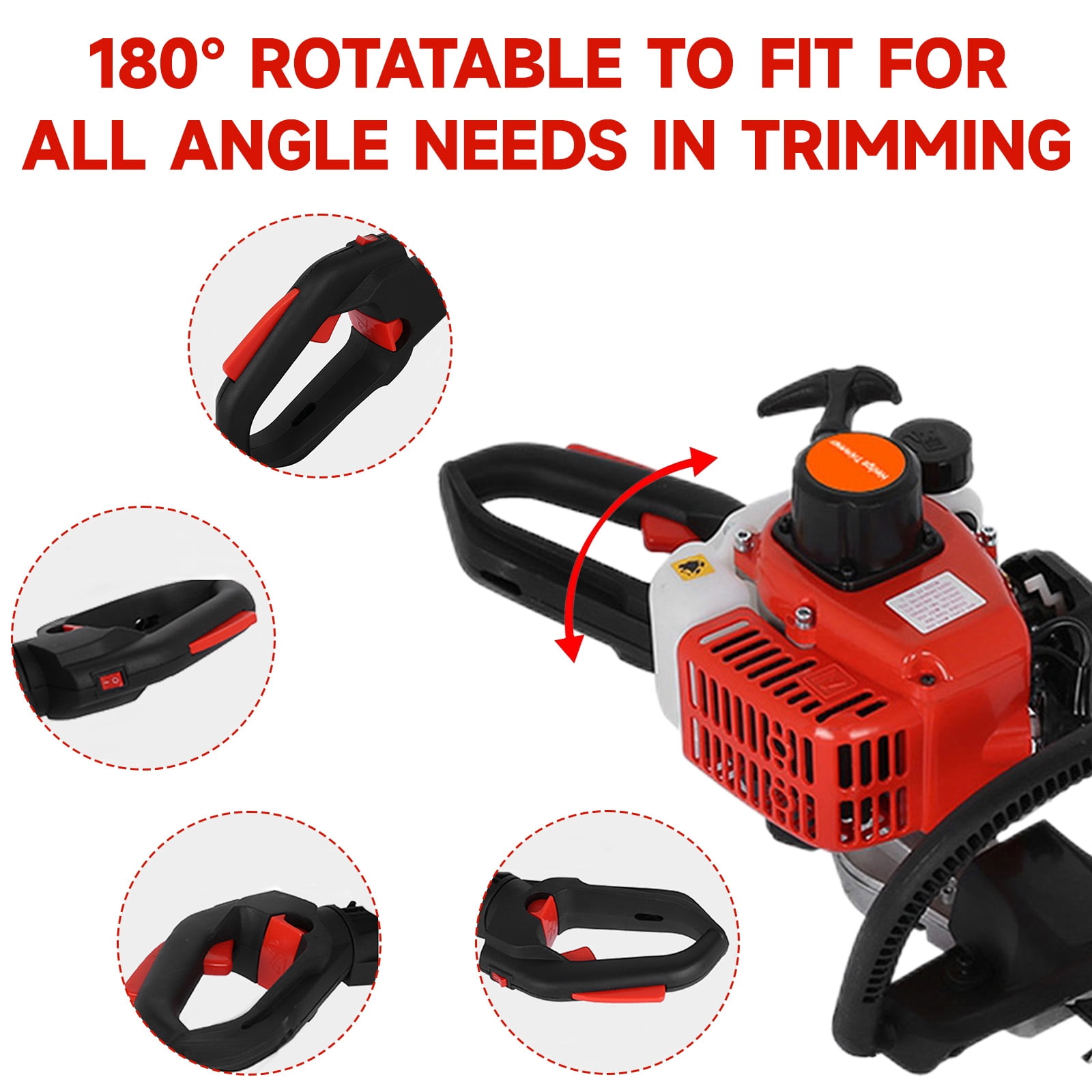 Hedge Trimmer, 1 Set 24 Inch Fuel-efficient Low Voice High-powered Hedge Trimmer Double Side Blade 26cc Gas Bush Cutter