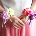 thumbnail image 4 of Workhe MiniWeddingBridesmaidWristFakeFlowerPearlArtificialHandFlowerWristbandBracelet, 4 of 9