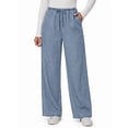 thumbnail image 2 of MOSHU Wide Leg Jeans for Women Elastic Waisted Denim Pants Straight Casual Womens Jean with Side Pockets, 2 of 10