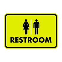 Classic All Gender Restroom Sign (Yellow / Black) - Medium