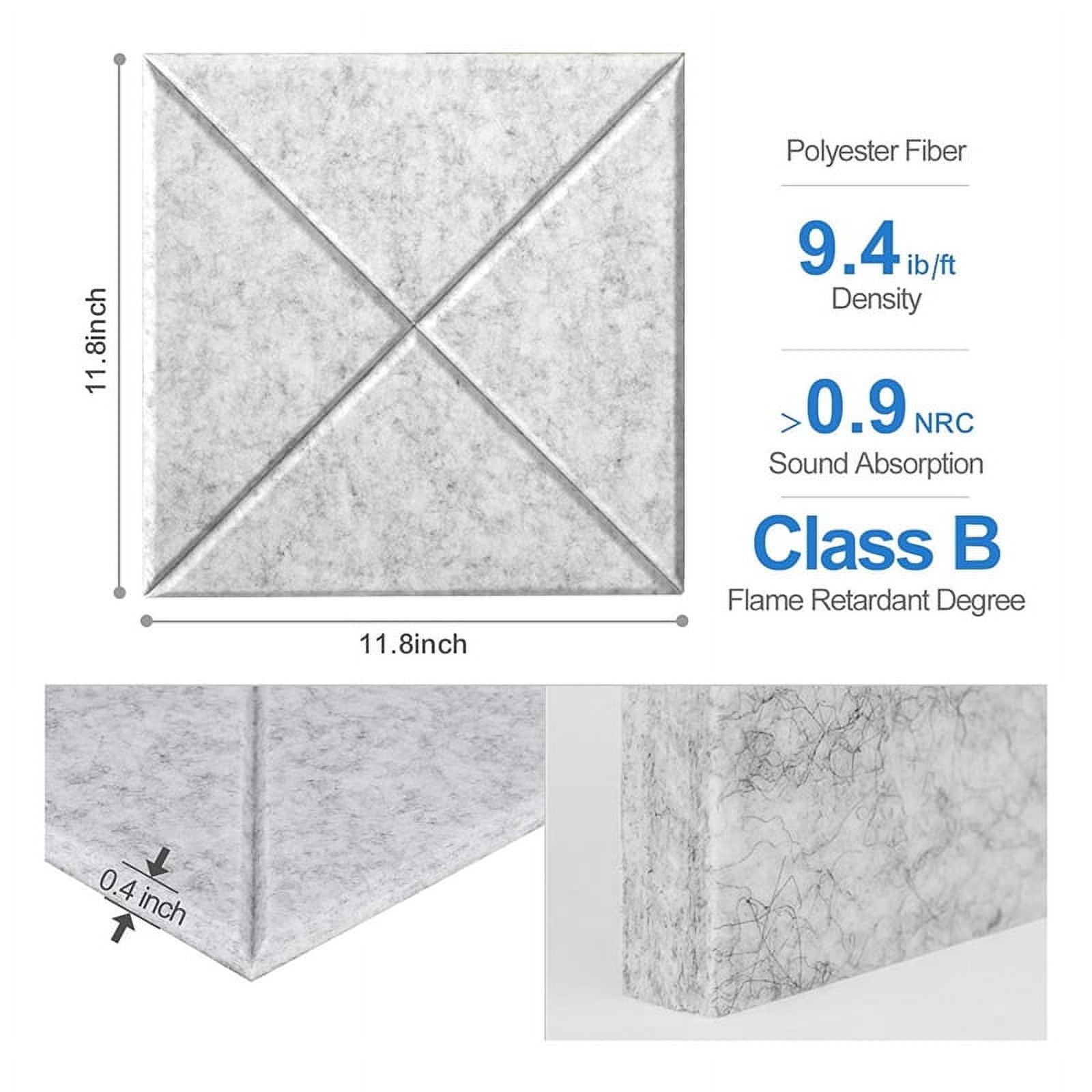 12Pack Acoustic Panels with Self-Adhesive, 12x12x0.4Inch Sound Proof Foam Panels, Sound Absorbing Tile