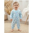 thumbnail image 4 of Qmyliery Newborn Baby Fall Romper Golf Print Long Sleeve Round Neck Zip Jumpsuit for Boys and Girls, 4 of 9