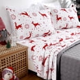 thumbnail image 4 of Ultra Soft Christmas Bed Sheet Set King Size - Brushed Microfiber, Cozy Red Reindeer & Snowflake Print, Deep Pocket Fitted Sheet, 4 Pillowcases -Warm Holiday Bedding, 108"x102"/78"x80"+16"/20"x40" (2, 4 of 8