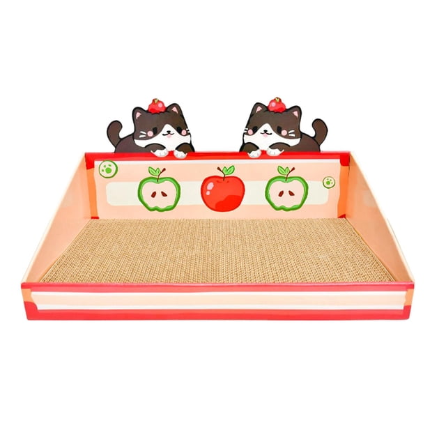 GROWTH TANK Cat Scratch Pad with Box Sleeping Bed Recycle Board Cat Scratcher Cardboard Cat Red