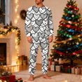 thumbnail image 2 of Dianli Couple Pajamas Matching Valentines Printed Long Sleeve Round Neck Top with Double Pocket Pants Pajama Set for Men Soft Cotton Blend Elastic Waist Comfortable Home Sleepwear, 2 of 9