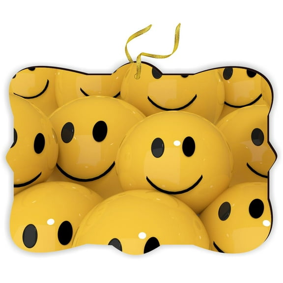 Yellow Smiley Face Balls - for Car Interior Rear View Mirror Hanger Car Accessories Interior Decoration Hanging Ornament Fancy Christmas Tree Ornament for Christmas