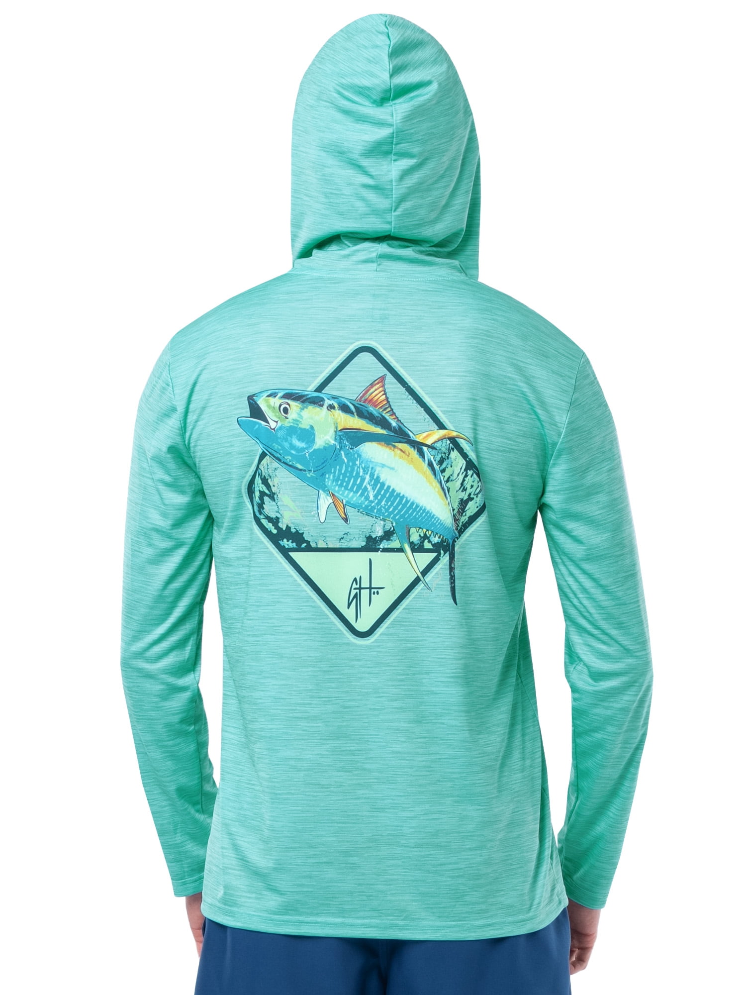 GH BY GUY HARVEY Men's Long Sleeve Sun Protection Vintage Yellowfin Hoodie