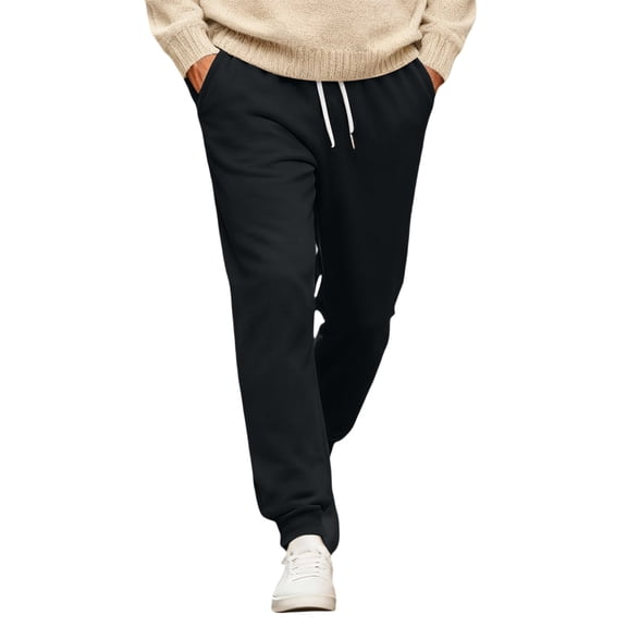 LWavelet Men's Tapered Joggers - Soft Fabric Drawstring Waist Comfortable Casual Daily & Relaxed Pants Black 3XL