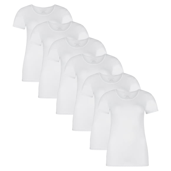 Bamboo basics Camiseta de mujer KATE, paquete de 6 - Camiseta interior, cuello redondo, camiseta simple Blanco XL (X-Large)
