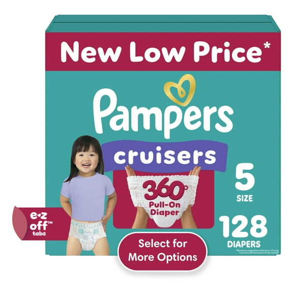 Pampers Cruisers 360 Baby Diapers Size 5, 128 Count (Select for More Options)