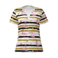 thumbnail image 4 of Wukai Gold Glittering Hearts and Flamingos Casual V-Neck Graphic Tees for Women: Lightweight and Breathable Summer Tops with Stylish Design-Medium, 4 of 8