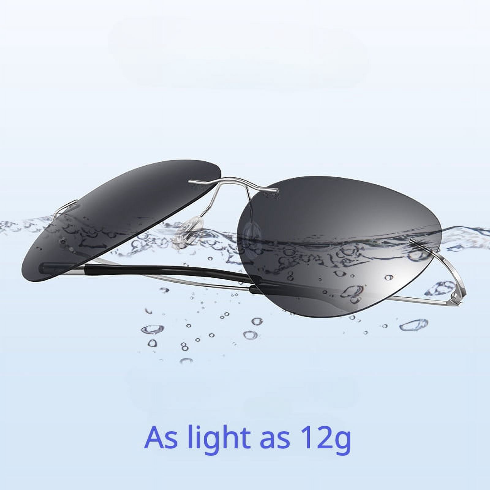 KKTREE Titan Bold Ultra-light Titanium Polarized Frameless Photochromic Sunglasses for Men, Suitable for Driving Day and Night