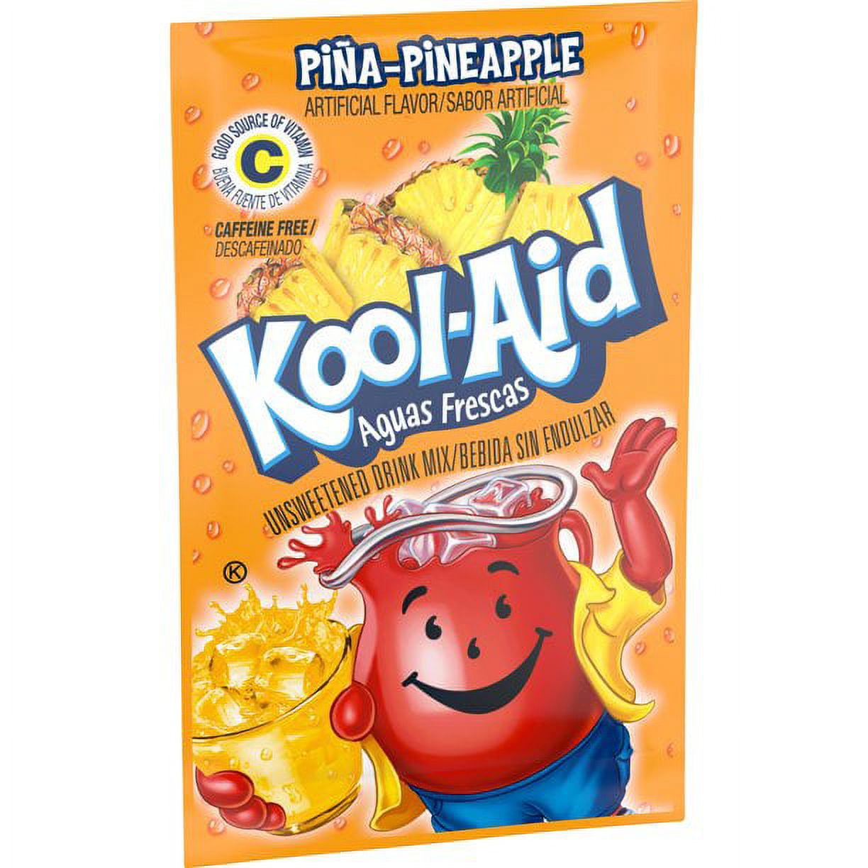 Kool-Aid  Drink Mix Pina-Pineapple  Unsweetened Artificially Flavored Powdered Soft Drink Mix Caffeine Free ,0.14 oz Packet (12 Pack)