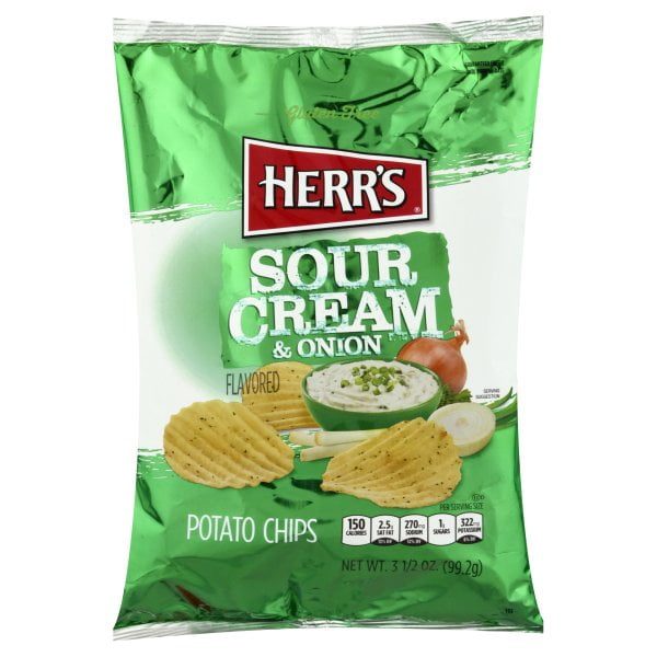 Herr's Ripple Sour Cream & Onion Potato Chips, 3.5 Oz.